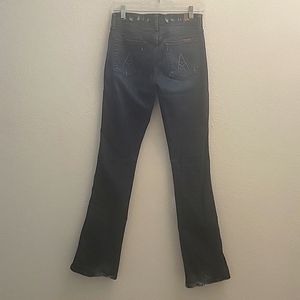 7 for all mankind dark midrise bootcut jeans size 28 distressed